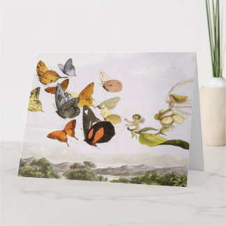 Carte Papillons vintages & Fée Vieux art d'illustration