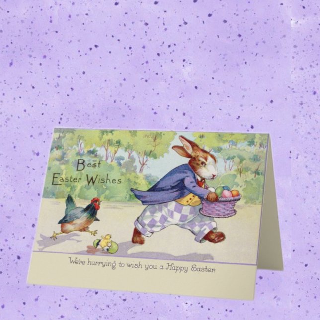 Carte Pâques Animaux Mignons Vintage (Créateur téléchargé)