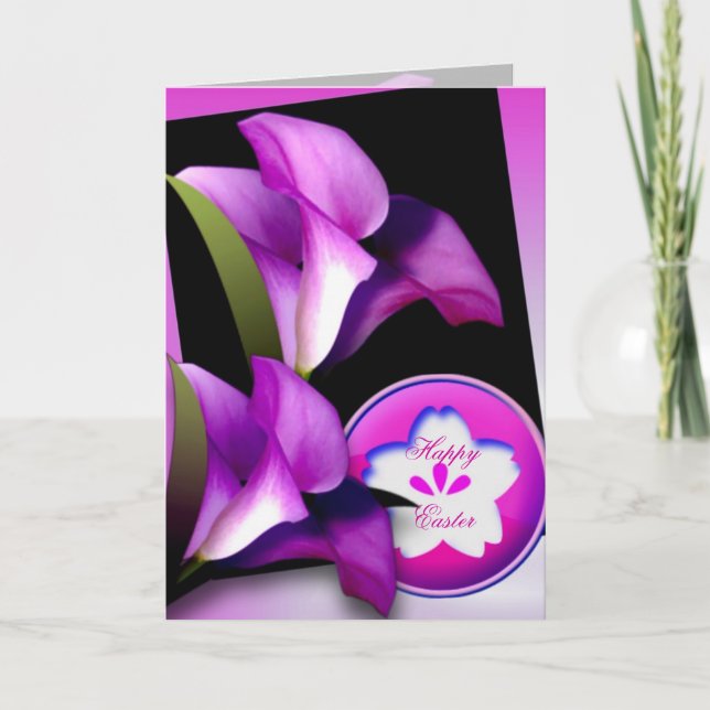 Carte Pâques aux fleurs violettes (Devant)
