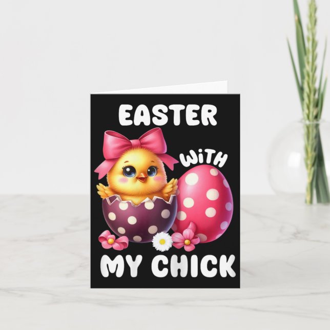 Carte Pâques avec mon poussin Annonce de grossesse de Pâ (Devant)