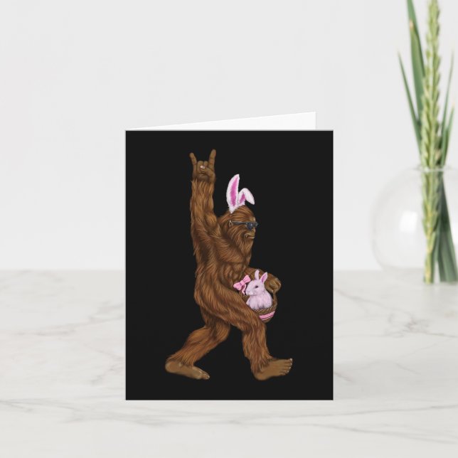 Carte Pâques Bigfoot Bunny Dans Un Panier Est Amusant Po (Devant)