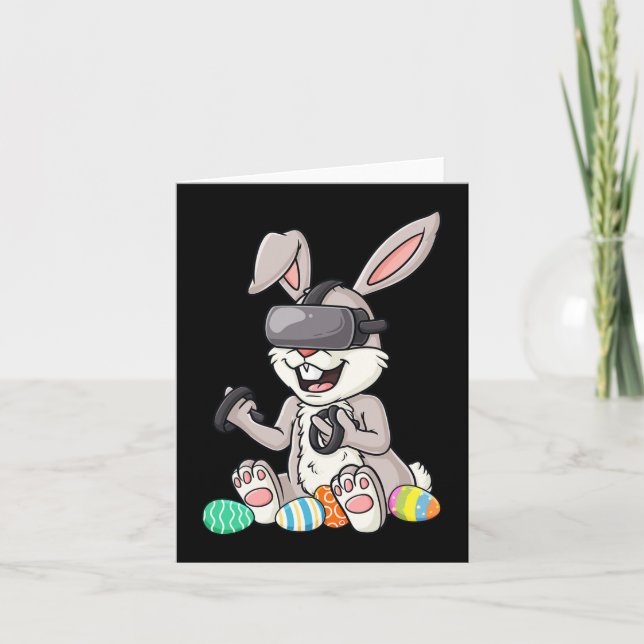 Carte Pâques Bunny Gamer Amusants OEufs Jeu Jeu Joueur E (Devant)