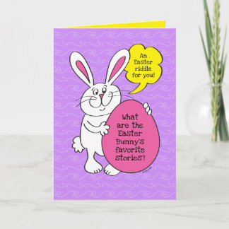 Carte Pâques Bunny Hoppy Stories Riddle For Kids Card