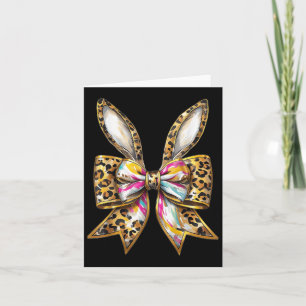 Carte Pâques Bunny Leopard Coquette Bow Joyeux Gir Pâque