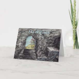 Carte Pâques chrétien Il Est Ressuscité Peinture de Tomb