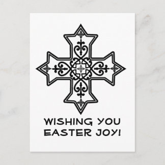 Carte Pâques Croix Copte en noir et blanc