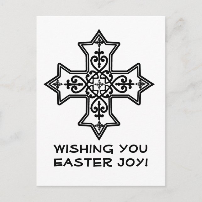 Carte Pâques Croix Copte en noir et blanc (Devant)
