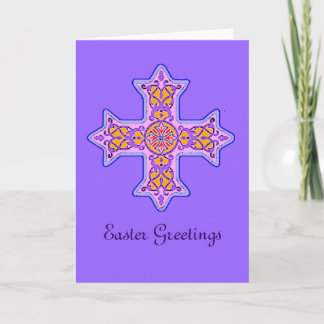 Carte Pâques Croix Copte en violet