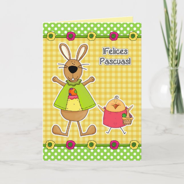 Carte Pâques Felices Pascuas en espagnol (Devant)