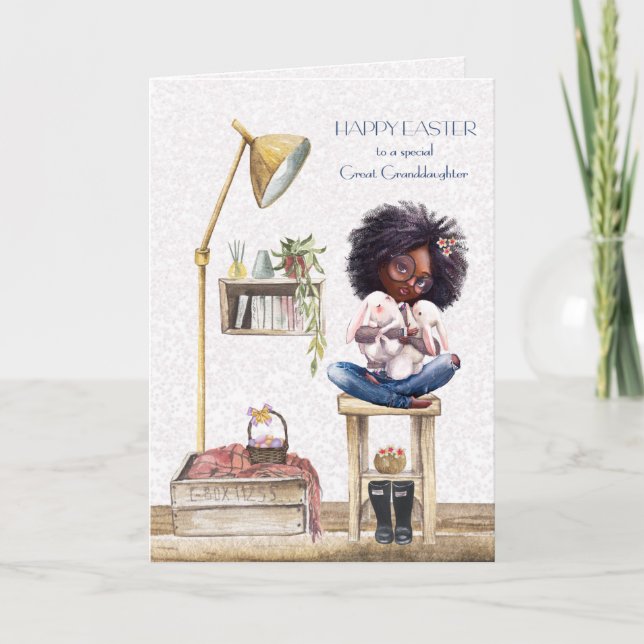 Carte Pâques Grande Petite-fille Africaine Américaine (Devant)