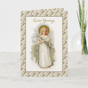 Carte Pâques Joyeux Vintage Religieux Vierge Marie Pasch