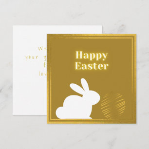 Carte Pâques lapin Blanc Or Classique