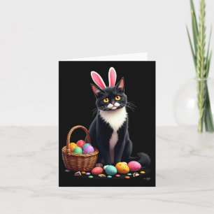 Carte Pâques lapin chat oeuf Bysket