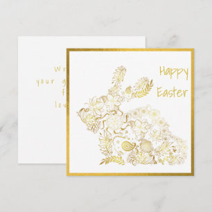 Carte Pâques lapin Or Classique