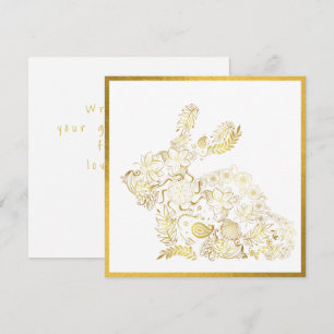 Carte Pâques lapin Or Classique