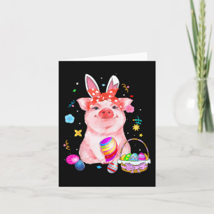 Carte Pâques Lapin Printemps Cochon Bow Oeufs Chasse Pan