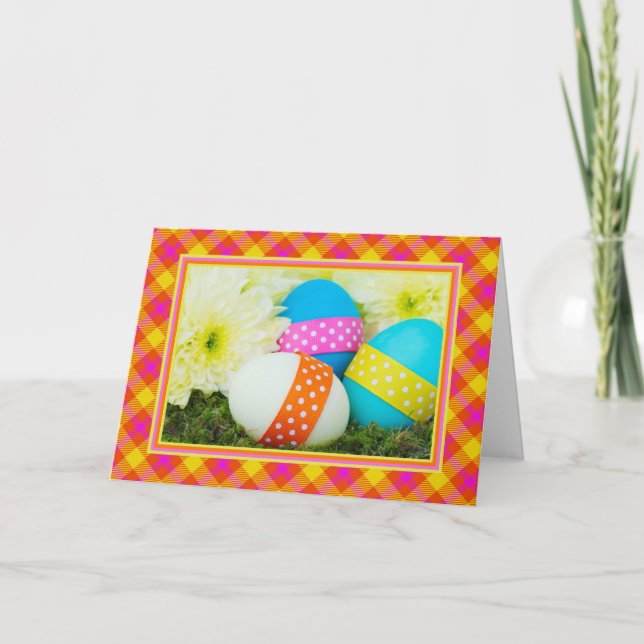 Carte Pâques mignonne avec oeufs et fleurs (Devant)