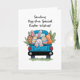 Carte Pâques mignonne ramasse Camion avec la queue de la