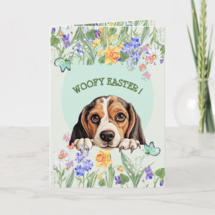 Carte Pâques Personnalisable Chien Beagle Mignon