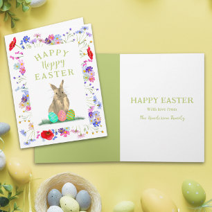 Carte Pâques personnalisé Hoppy Lapin mignon Bohème Flor