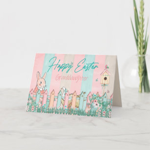 Carte Pâques, Petite-fille, Jardinage du lapin, clôture