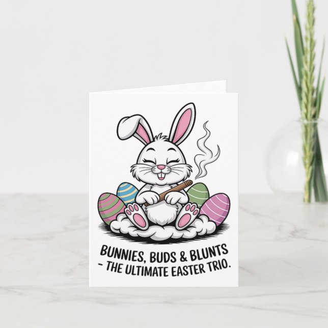 Carte Pâques Plaisanter Bunnies Humoristiques Buds Blunt (Devant)