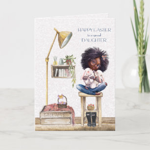 Carte Pâques pour fille Africaine Américaine