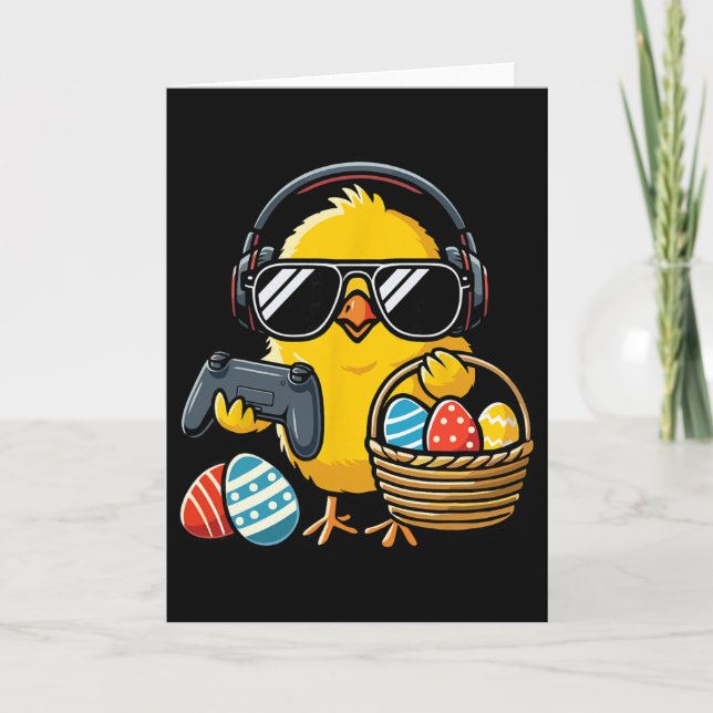Carte Pâques rétro poulet jeu drôle de Pâques  (Devant)
