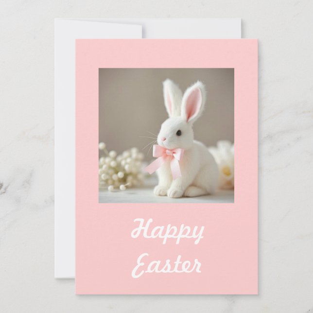 Carte Pâques rose avec Bunny (Devant)