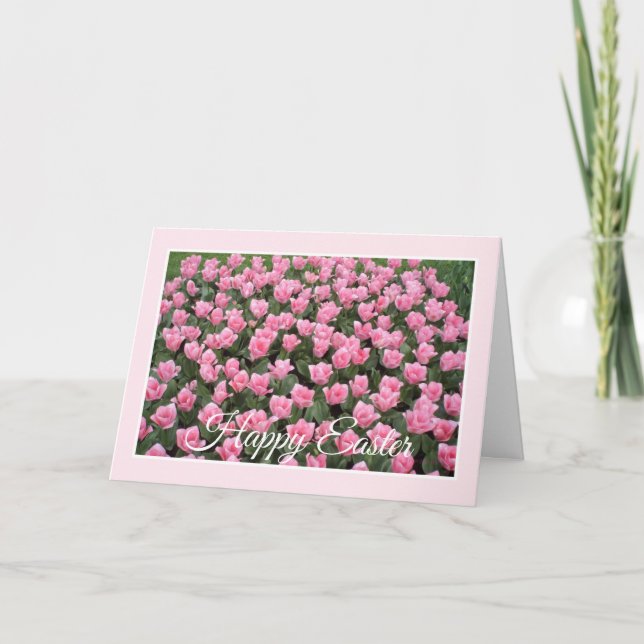 Carte Pâques Tulipes Roses (Devant)