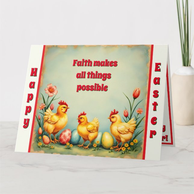 Carte Pâques Vintage 3 Little Chicken Holiday Collection (Devant)