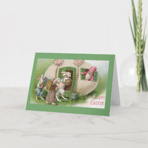 Carte Pâques vintage Gnome Et Bunnies Pâques