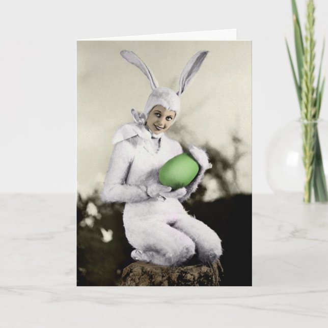 Carte Pâques vintage Jolie Bunny (Devant)