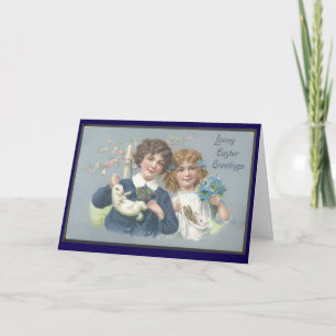 Carte Pâques Vintage Rétro Salutation Nostalgie Printemp