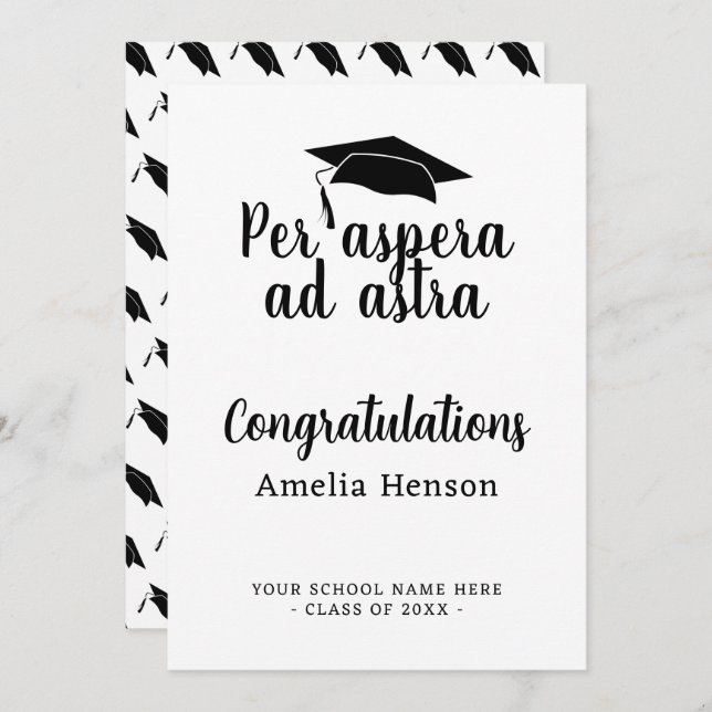Carte Par aspera ad astra Latin Congrat Graduation Cap (Devant / Derrière)