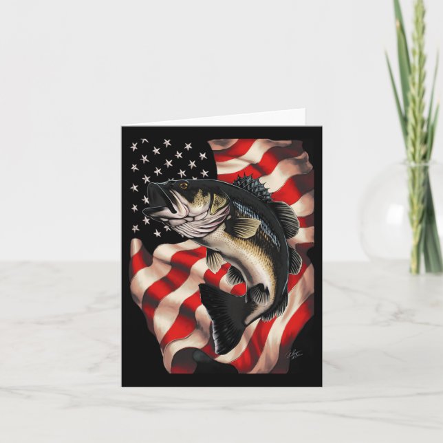Carte Par Pêche Drapeau Américain 4 juillet Pour Pêcheur (Devant)
