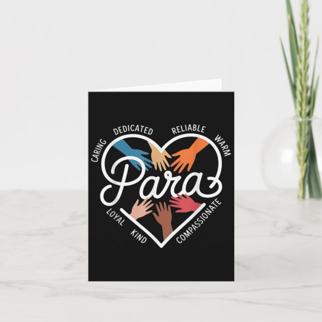 Carte Para Heart enseignant paraprofressionnel paraéduca (Devant)