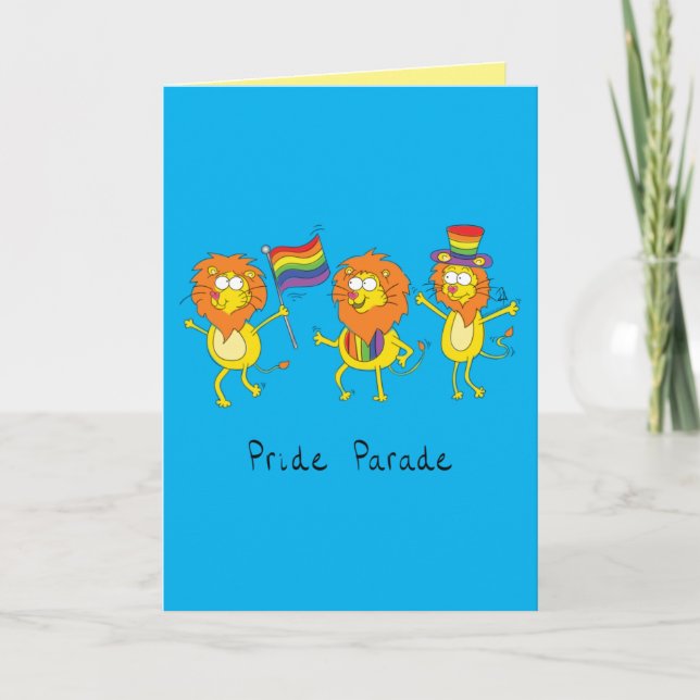 Carte Parade gay pride Lions LGBTQ Gros Chats (Devant)