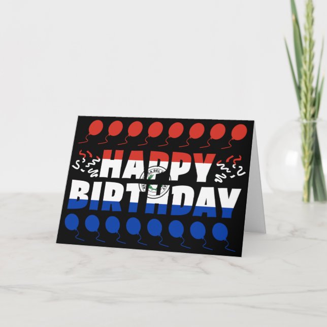 Carte Paraguay Drapeau patriotique anniversaire (Devant)