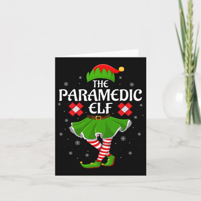 Carte Paramedic Elf Christmas Family Girls Women Elf Squ (Devant)
