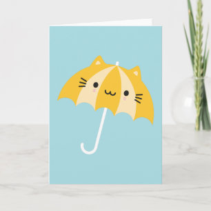 Carte Parapluie de chats Kawaii