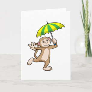Carte Parapluie de pluie singe