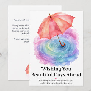 Carte Parapluie Pastel Ondulations de Pluie Art Aquarell