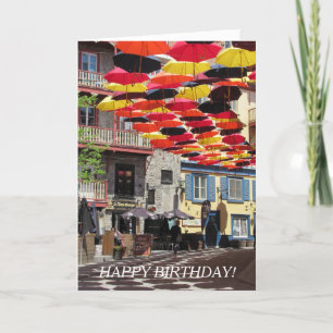 Carte Parapluies colorées pittoresques et message unique