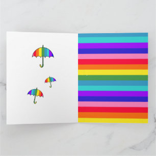 Carte Parapluies rayés arc-en-ciel