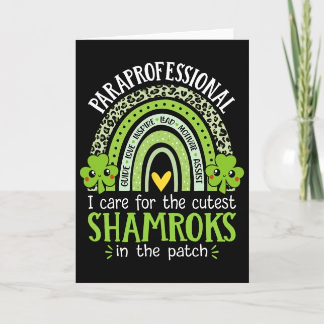 Carte Paraprofessionnel plus mignons trèfles enseignant  (Devant)