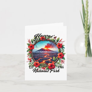 Carte Parc national des volcans de Hawaii Retro Floral C