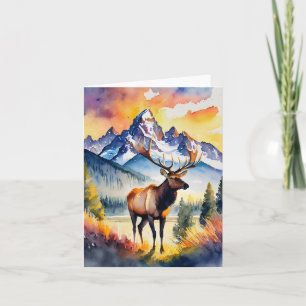 Carte Parc national du Grand Teton Aquarelle d'Elk