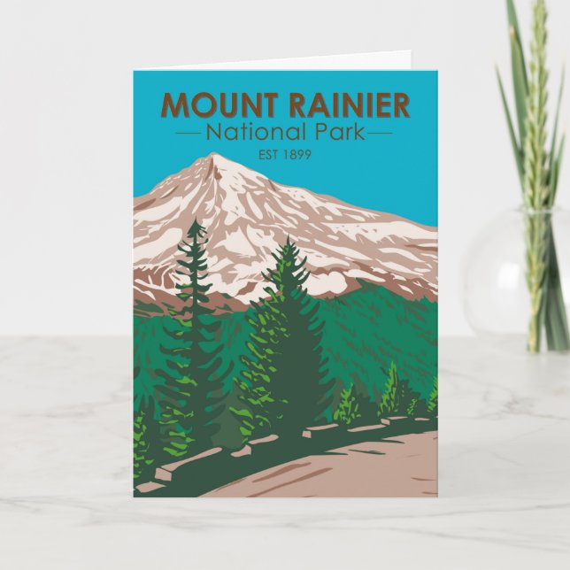 Carte Parc national du Mont Rainier Washington Vintage (Devant)