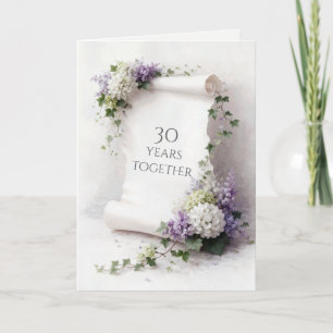 Carte Parchemin du 30e anniversaire avec bordure florale
